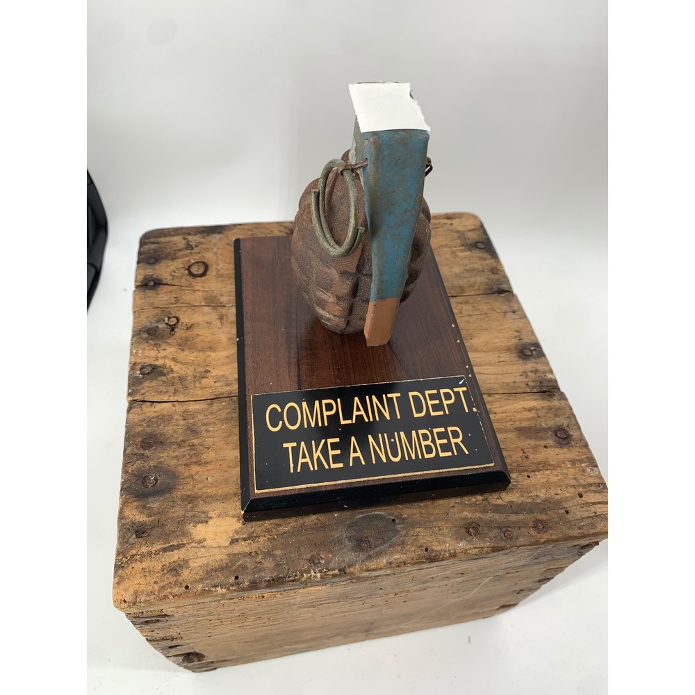 Complaint Dept‎ Take A Number Grenade Desk Novelty Army Memorabilia Table Weight